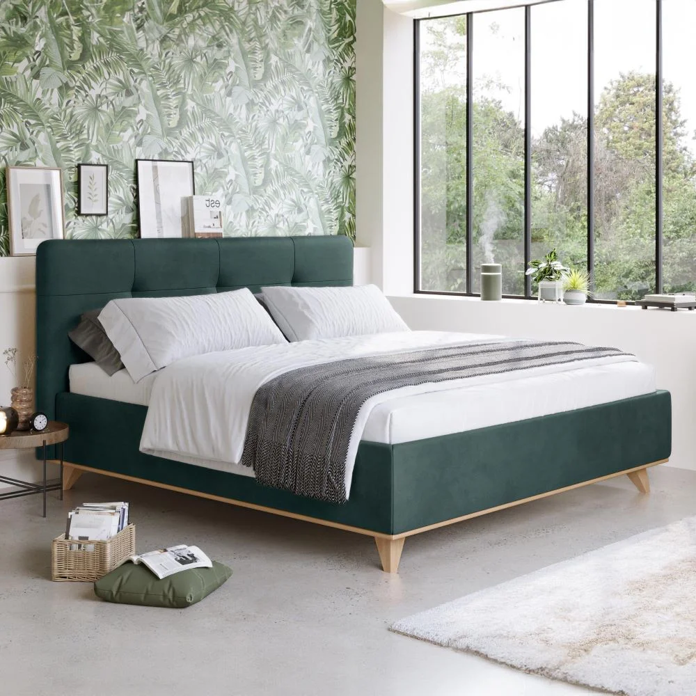 čalunená manželská posteľ zelena 180 x 200