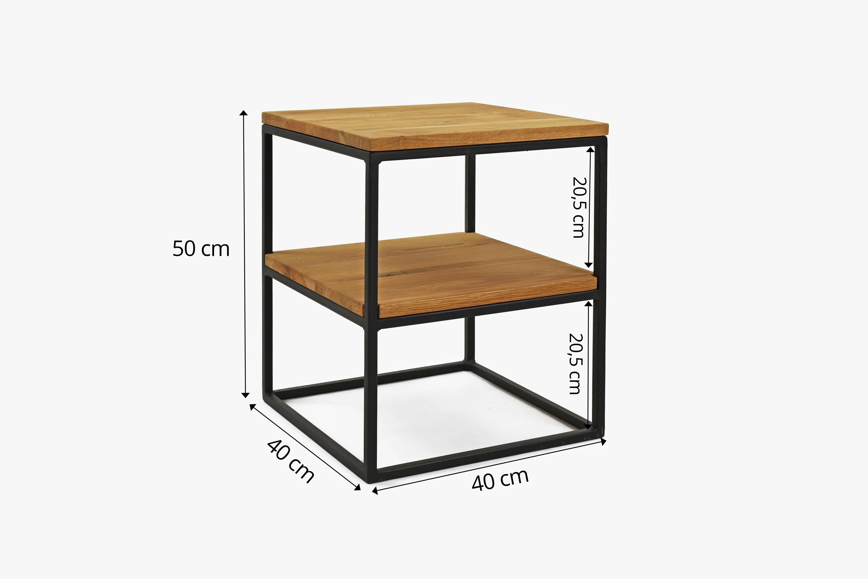Nočný stolík / konferenčný stolík - masív dub + ocelová konštrukcia 